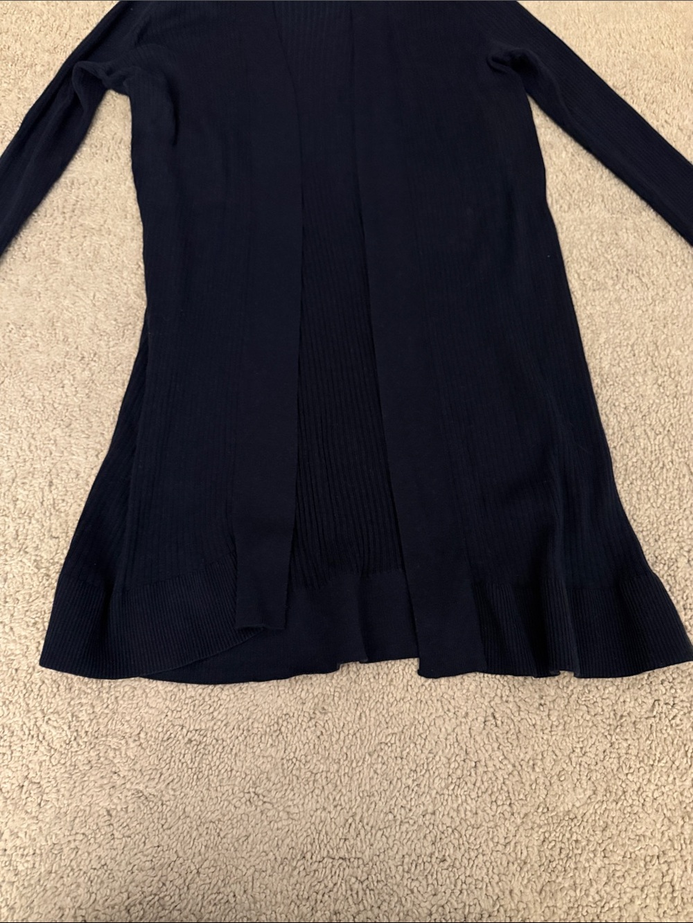 LOFT Navy Open-Front Ribbed Cardigan - Picture 4 of 5